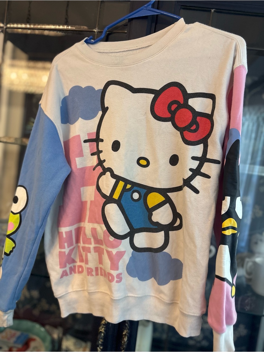 Hello Kitty Colorblock Kids Sweatshirt in White, Blue, Pink